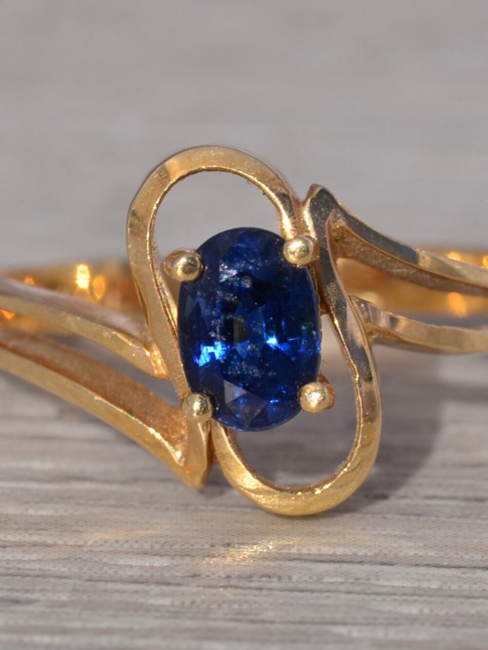 Sapphire Bypass Ring in Yellow Gold
